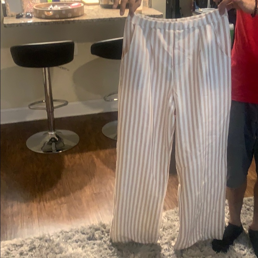 Pin striped high waist pants